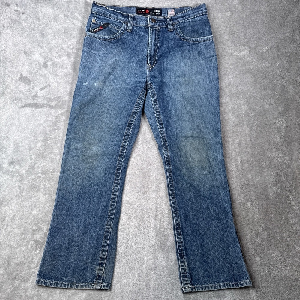 Ariat FR M4 Low Rise Boot Jeans Mens 33x30 Blue Wash Flame Resistant Denim